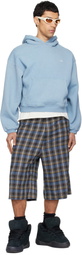 ERL Gray & Blue Check Shorts