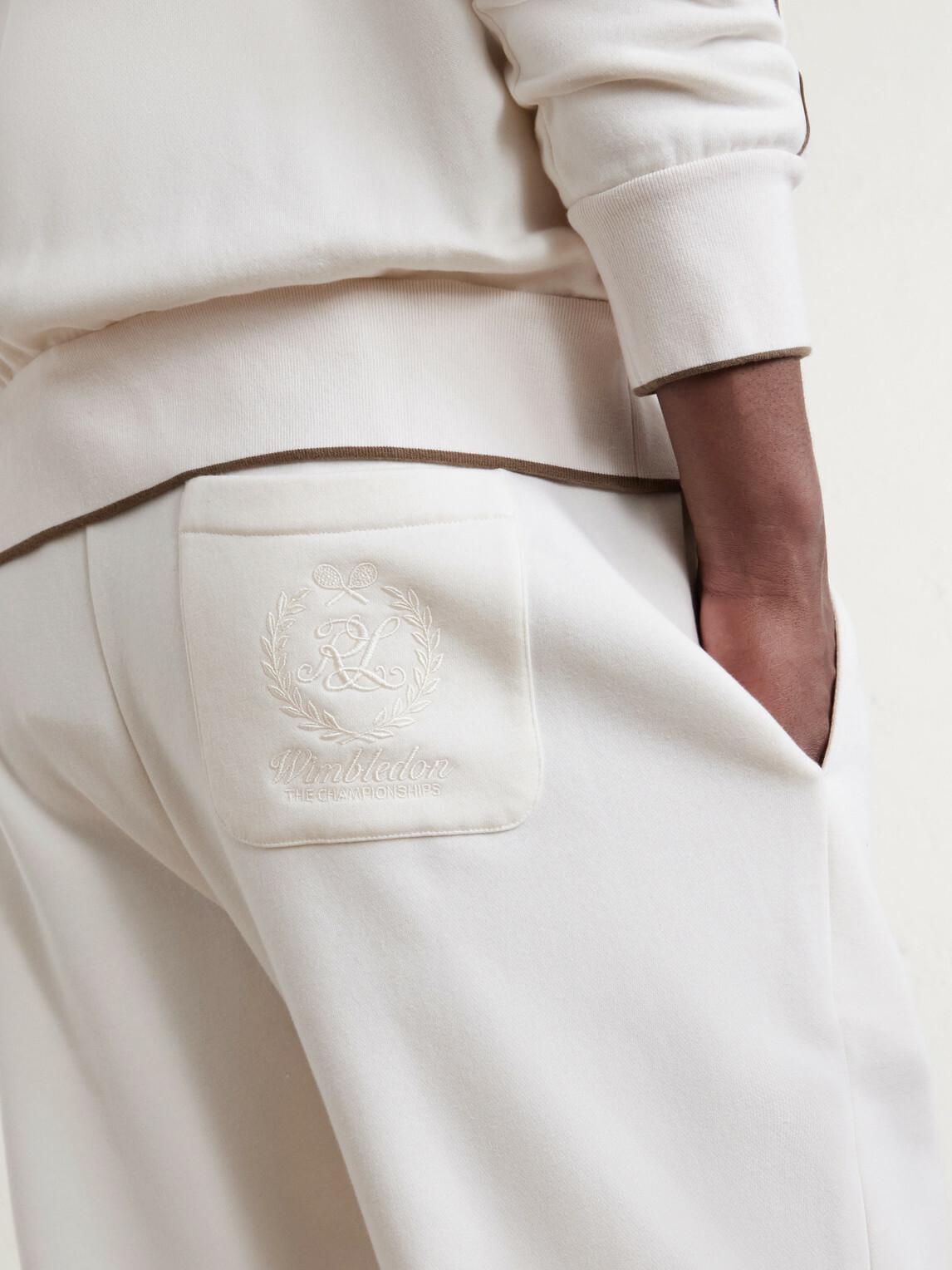 Ralph Lauren Purple label - Wimbledon Straight-Leg Embroidered Cotton and Cashmere-Blend Sweatpants - Neutrals