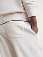 Ralph Lauren Purple label - Wimbledon Straight-Leg Embroidered Cotton and Cashmere-Blend Sweatpants - Neutrals