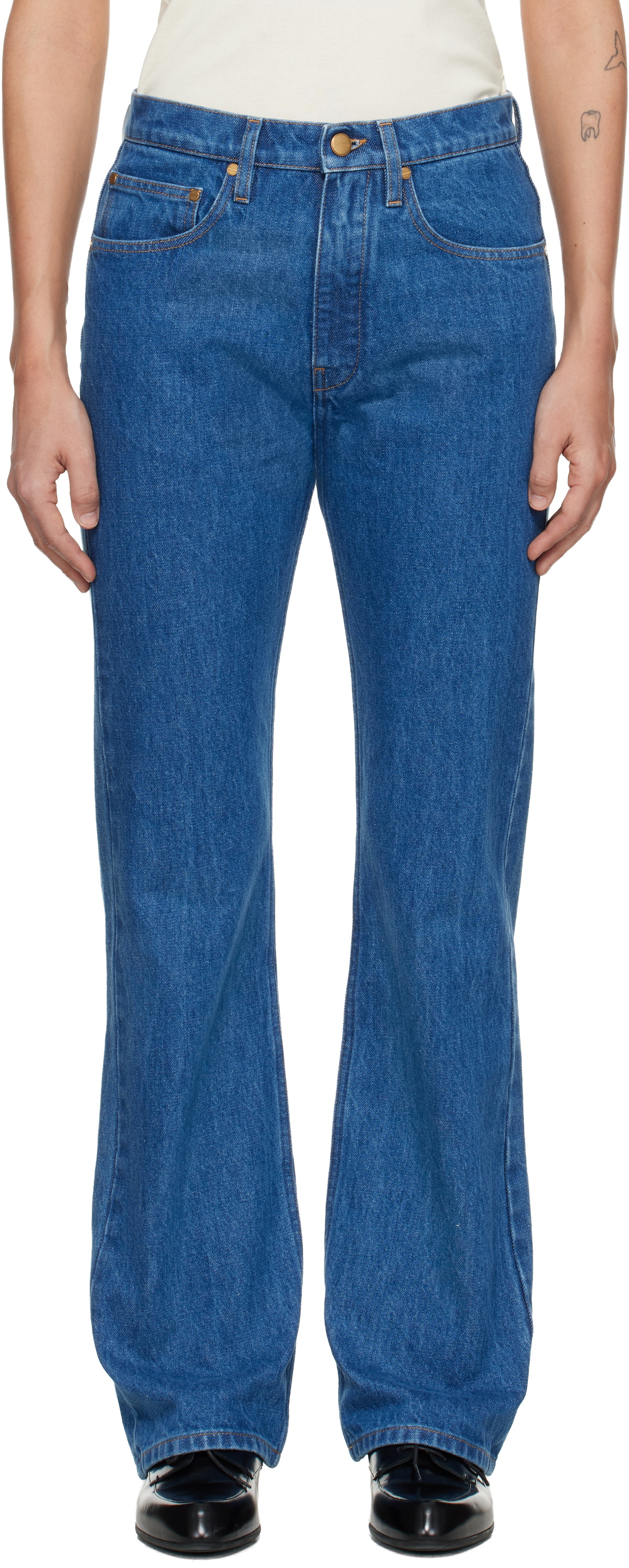 Jil Sander Blue Flared Denim Jeans