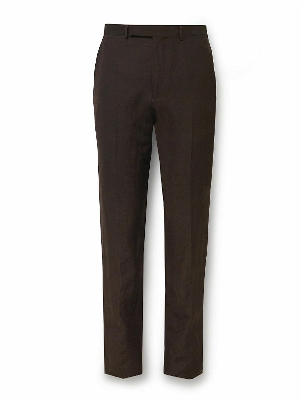 Photo: Zegna - Trofeo Slim-Fit Wool and Linen-Blend Suit Trousers - Brown