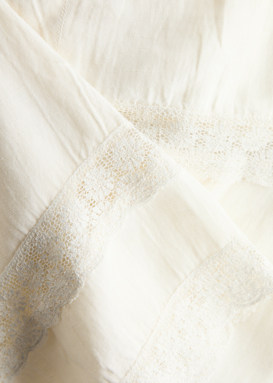 Rixo Ronan Lace-trimmed Mini Dress Cream
