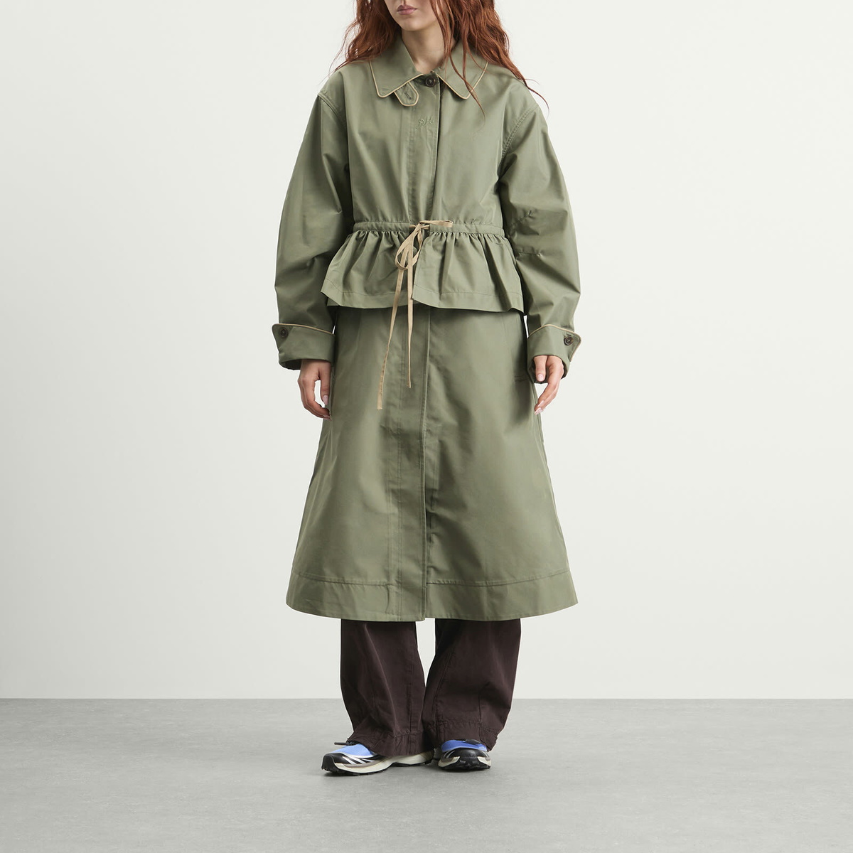 Damson Madder Women's Myrtle Trench Coat in Sage
