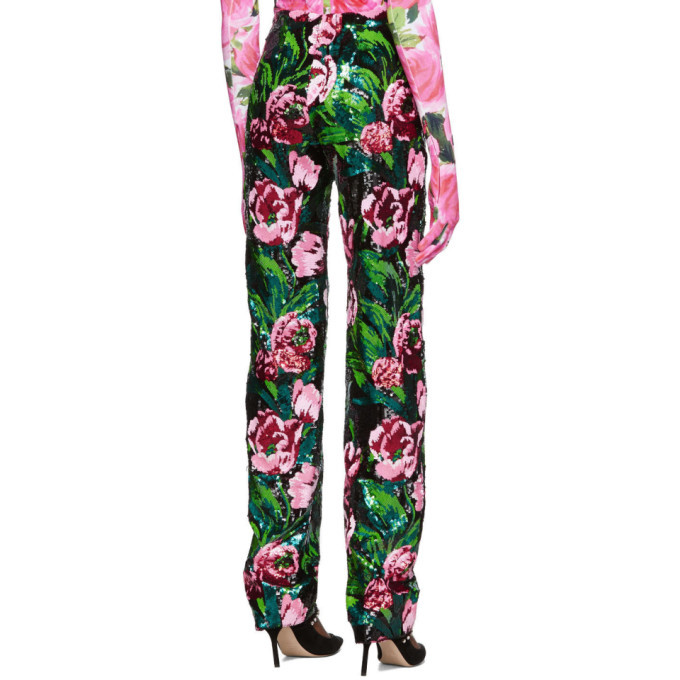 Richard Quinn Black Floral Embellished Trousers
