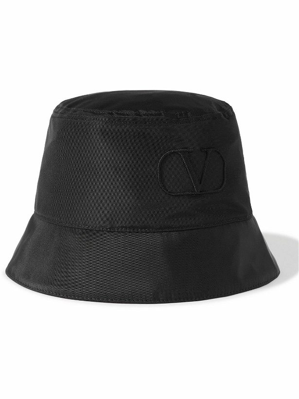 Photo: Valentino Garavani - Logo-Embroidered Silk-Faille Bucket Hat - Black