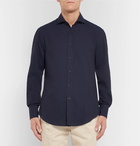 Brunello Cucinelli - Slim-Fit Cutaway-Collar Cotton-Twill Shirt - Men - Blue