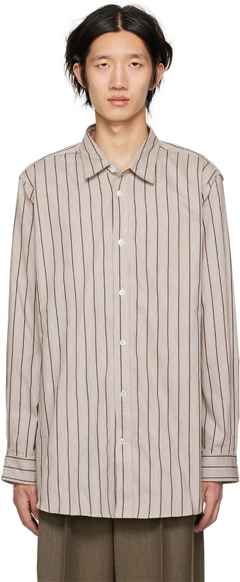 Photo: Hed Mayner White & Brown Striped Shirt