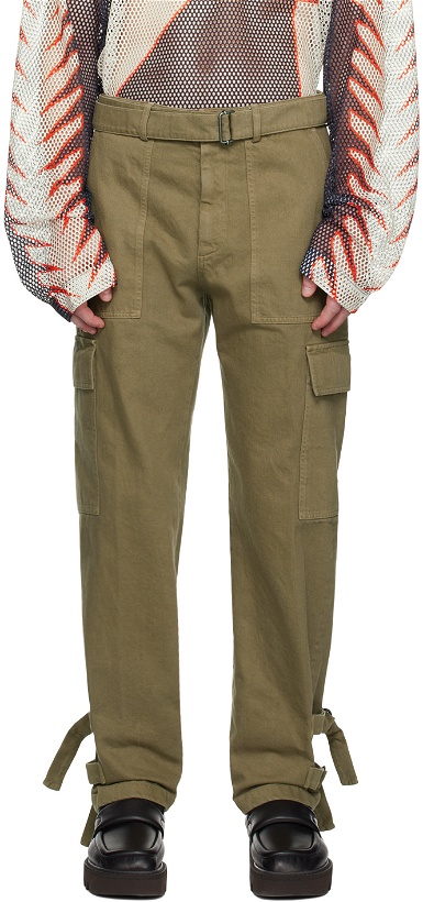 Photo: Dries Van Noten Khaki Belted Cargo Pants