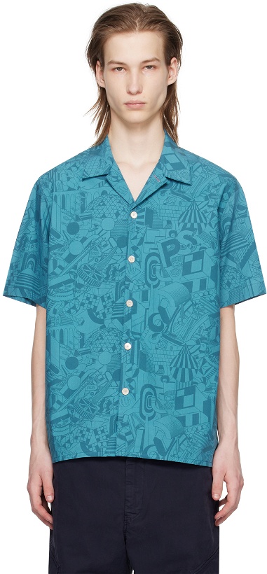 Photo: PS by Paul Smith Blue Pattern Shirt