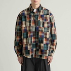 FrizmWORKS Men's Madras Patchwork Relaxed Shirt in Beige