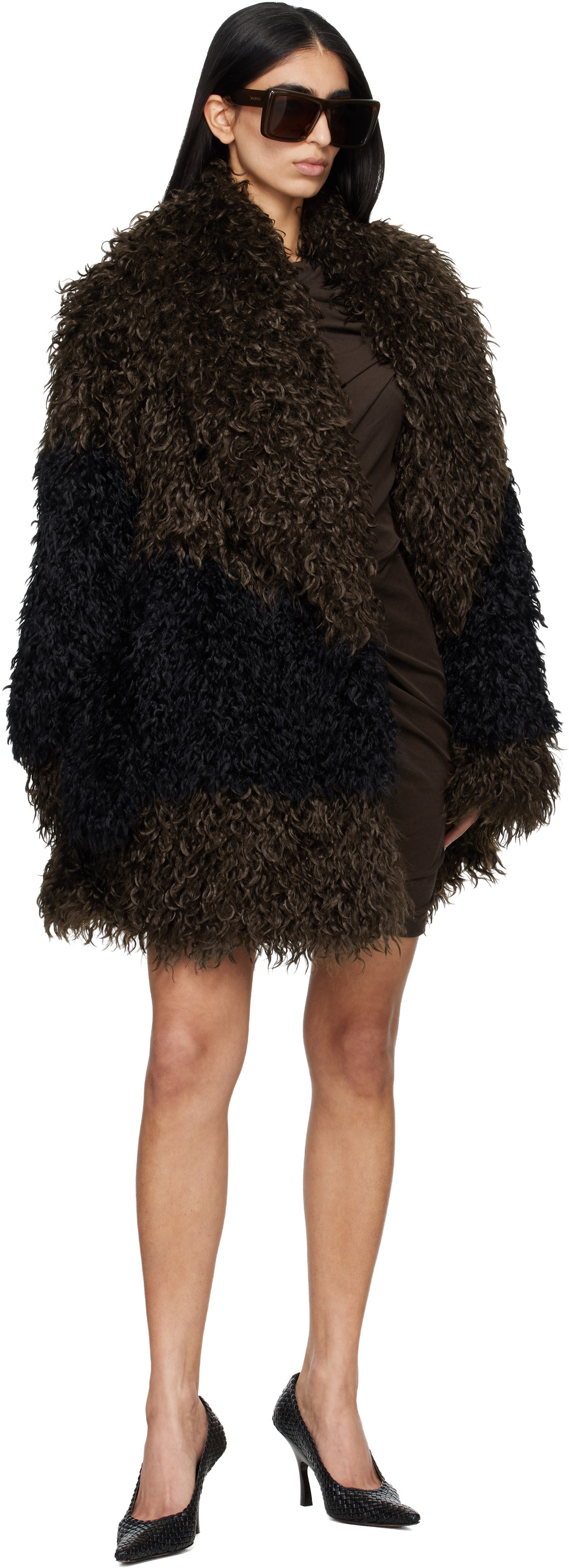 Entire Studios Brown & Black Juno Faux-Fur Coat