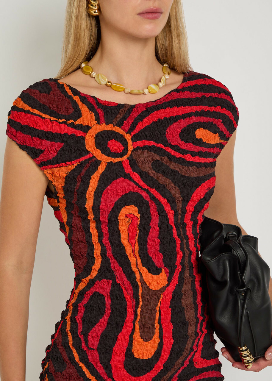 Pucci Printed Seersucker Mini Dress Orange