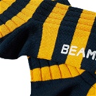 Beams Plus Men's Rib Stripe Sock in Navy/Marigold
