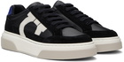 Ferragamo Black Low Cut Gancini Outline Sneakers