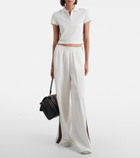 Gucci Web Stripe ribbed-knit cropped polo shirt