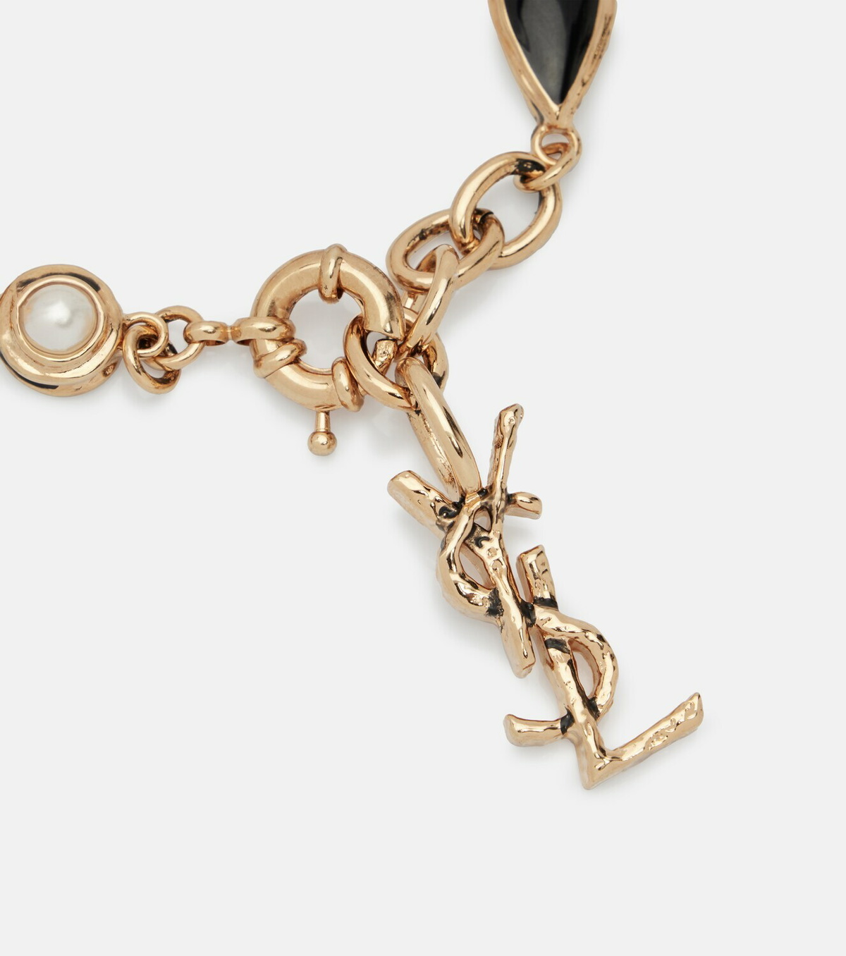 Saint Laurent Cassandre embellished chain bracelet