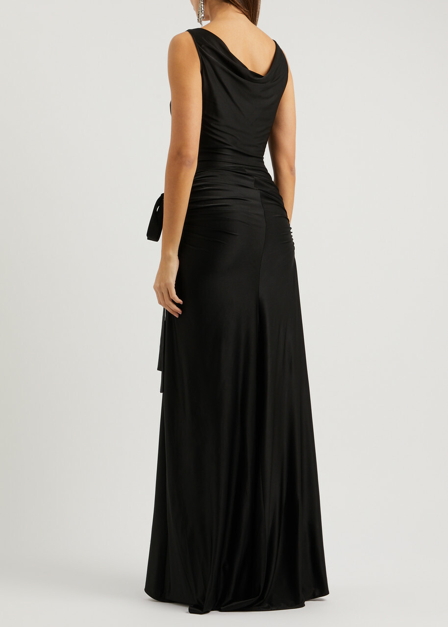 Rabanne Draped Stretch-jersey Gown Black Paco Rabanne