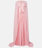 Là Fuori Petal Pink draped caped gown