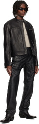 KUSIKOHC Black Biker Leather Jacket