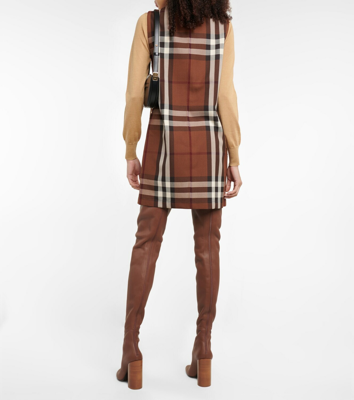 Burberry Women's Check Wool Blend Dress Red