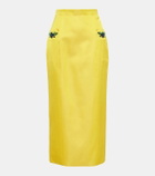 Miss Sohee Iris embellished velvet midi skirt