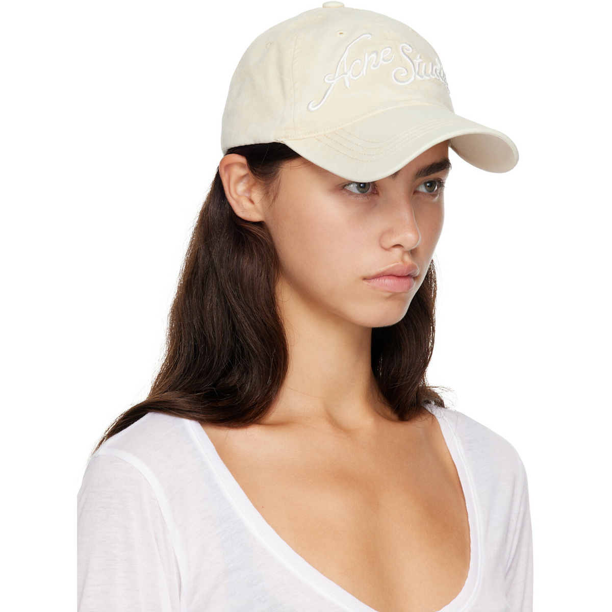 Acne Studios Beige Embroidered-Logo Cap