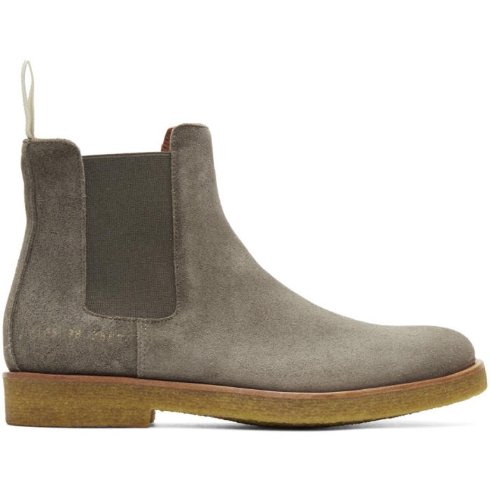 Photo: Common Projects Grey Waxed Suede Chelsea Boots 