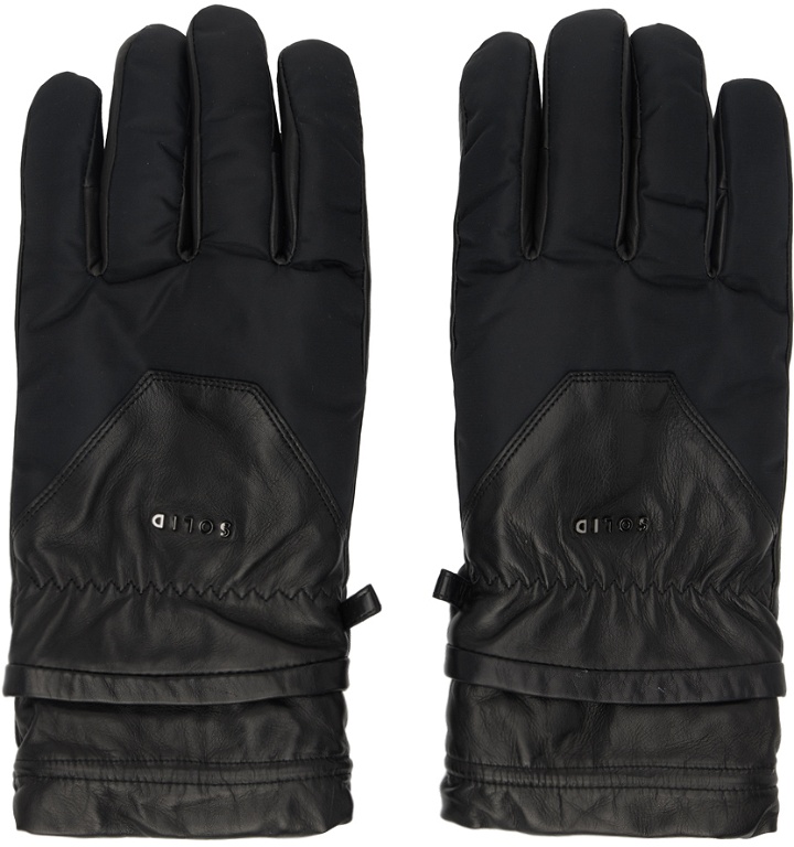 Photo: Solid Homme Black Paneled Leather Gloves