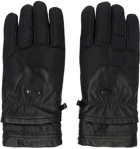 Solid Homme Black Paneled Leather Gloves