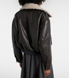 Brunello Cucinelli Shearling-trimmed leather bomber jacket
