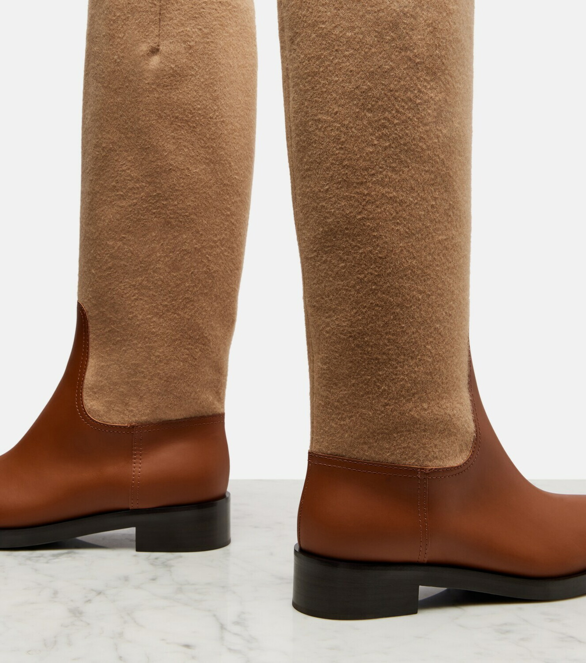 Max Mara Cavaliere leather and wool knee-high boots