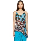 Dries Van Noten Blue & Brown Viscose Slip Top