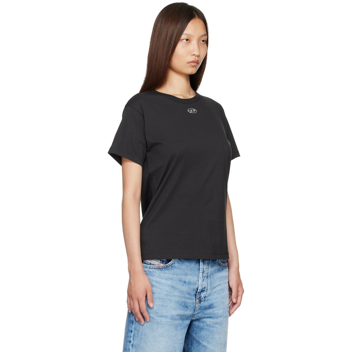 Diesel Black Metallic Oval D Cotton T-shirt