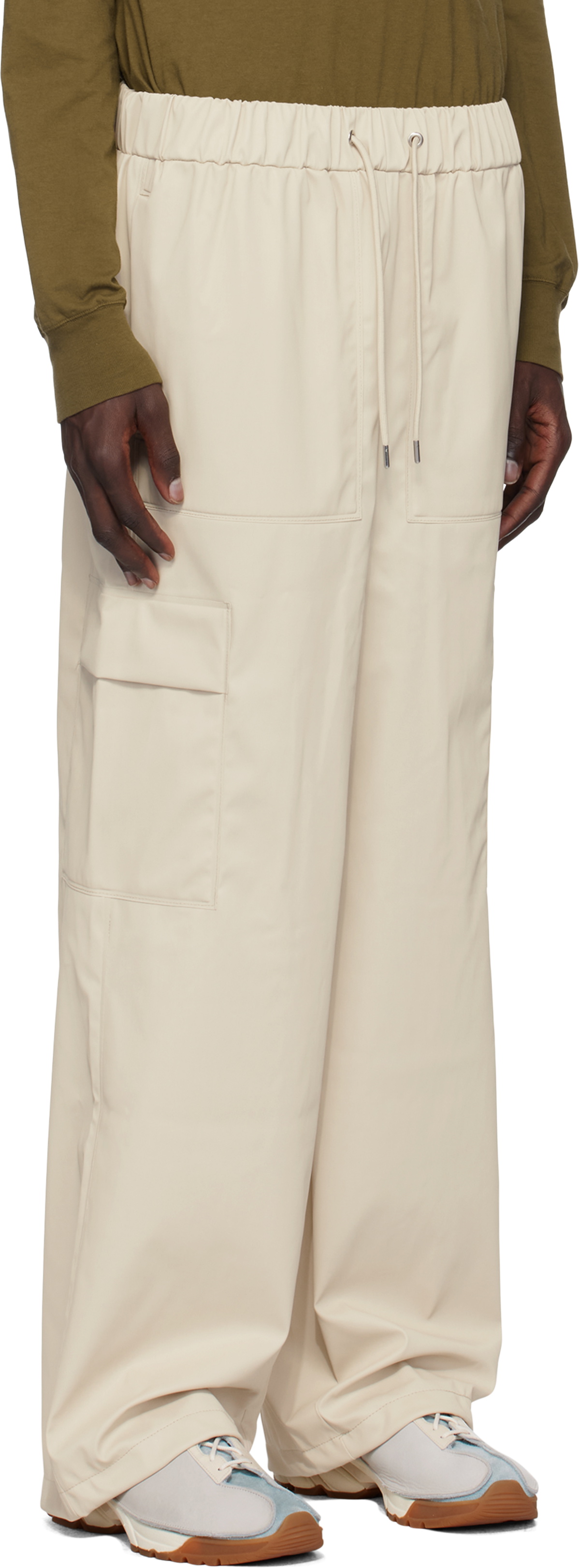 RAINS Beige Wide Cargo Rain Pants