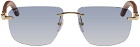 Cartier Brown & Gold Rectangular Sunglasses