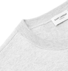 SAINT LAURENT - Slim-Fit Printed Mélange Fleece-Back Cotton-Blend Jersey Sweatshirt - Gray