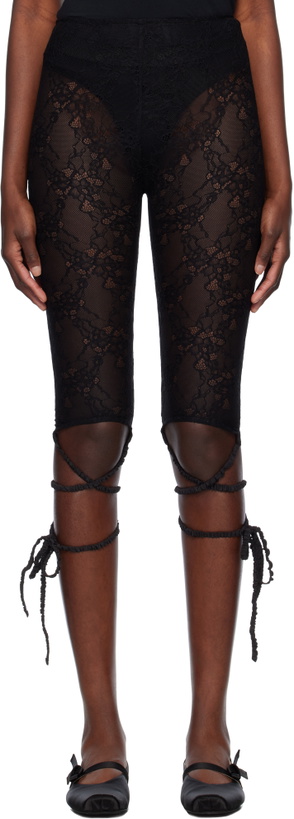 Photo: AMBUSH Black Lace Ribbon Leggings