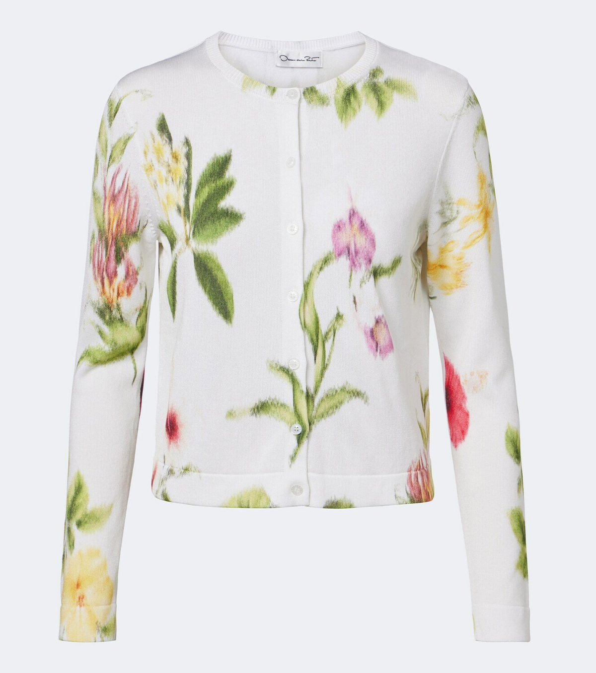Oscar de la Renta Floral jacquard cotton-blend cardigan