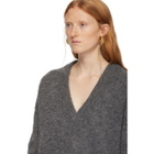 Tibi Grey Alpaca Airy V-Neck Sweater