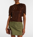 Self-Portrait Embellished mesh top