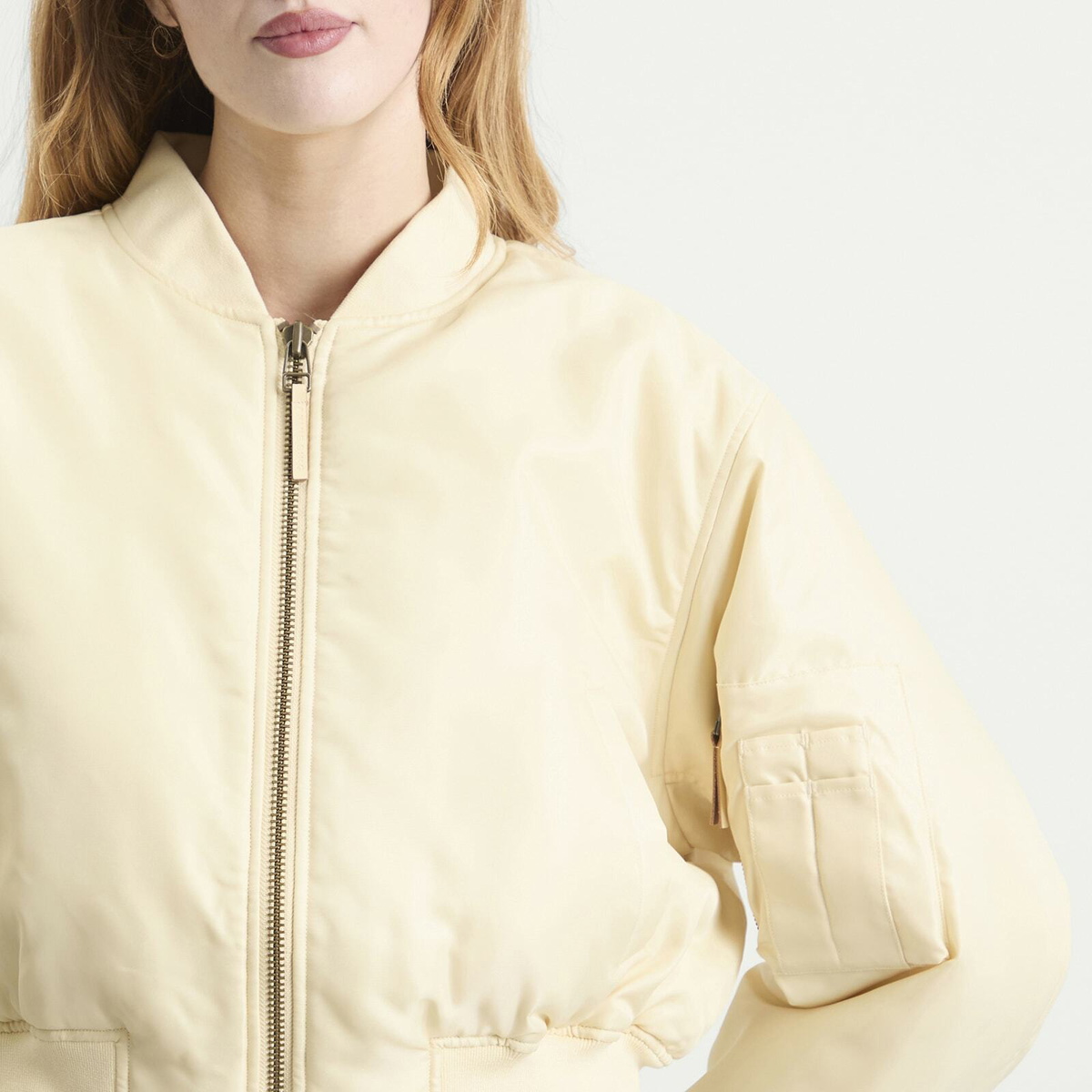 Anine Bing Women's Cropped Leon Bomber Jacket in Cream