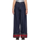Charles Jeffrey LOVERBOY Navy Scarf Wide Jeans