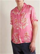 Corridor - Convertible-Collar Floral-Print Satin Shirt - Pink