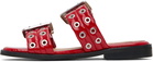 GANNI Red Feminine Buckle Two-Strap Sandals