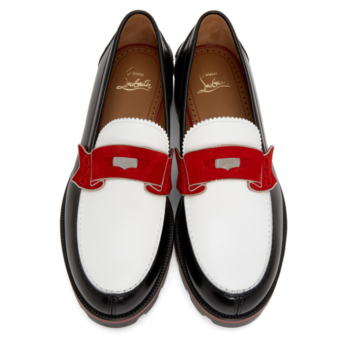 Christian Louboutin Black and White Loafers (BRAND NEW) Christian Louboutin Penny Patent Leather Loafers | Saks  main image 3