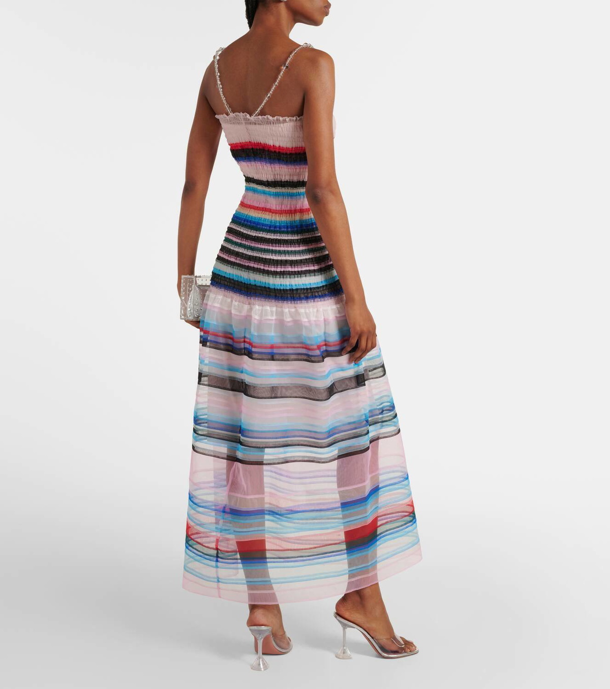 Susan Fang Beaded striped midi dress
