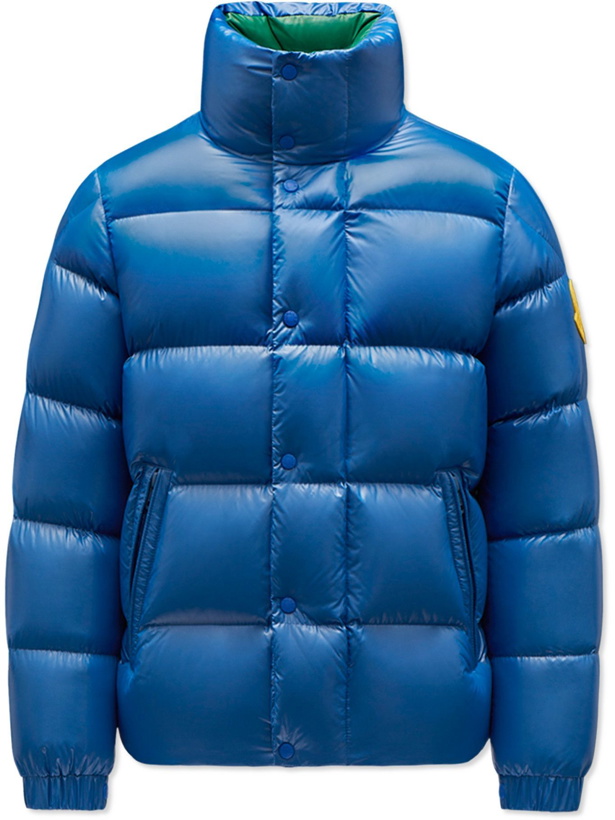 Photo: Moncler Genius - 2 Moncler 1952 Dervo Logo-Appliquéd Quilted Glossed-Shell Down Jacket - Blue