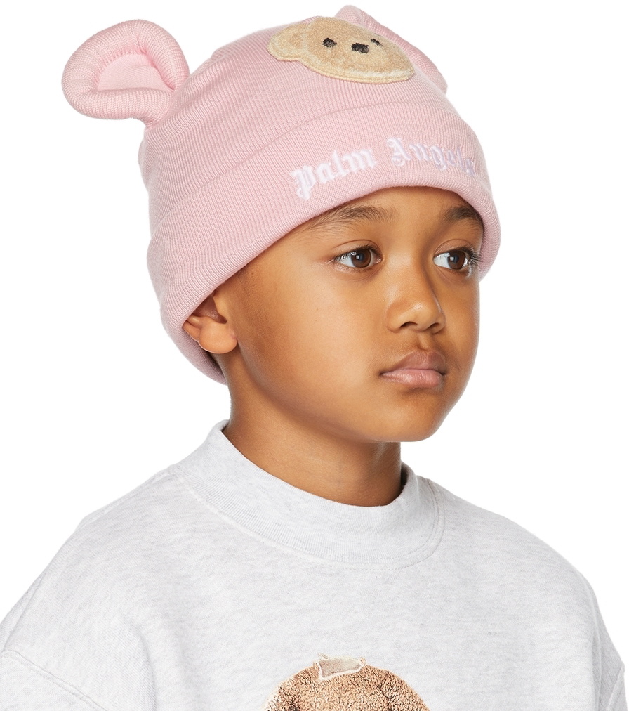 Palm Angels Kids Pink Bear Beanie Palm Angels