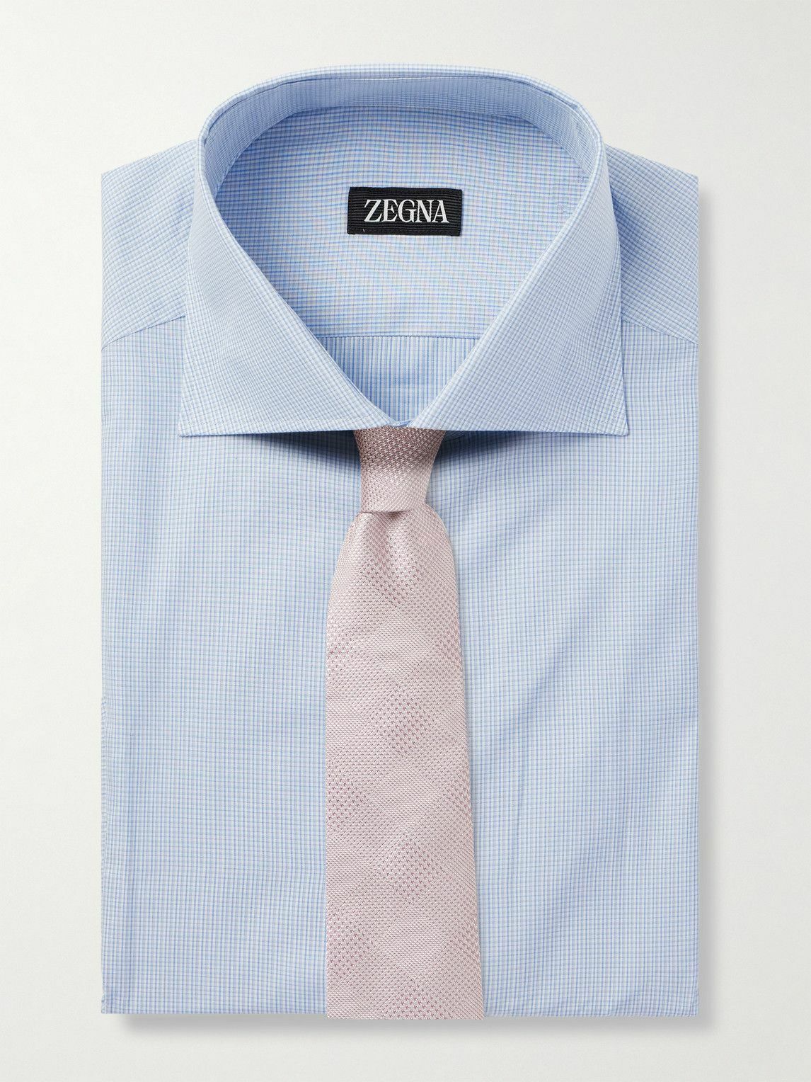 Zegna - Checked Cotton Shirt - Blue