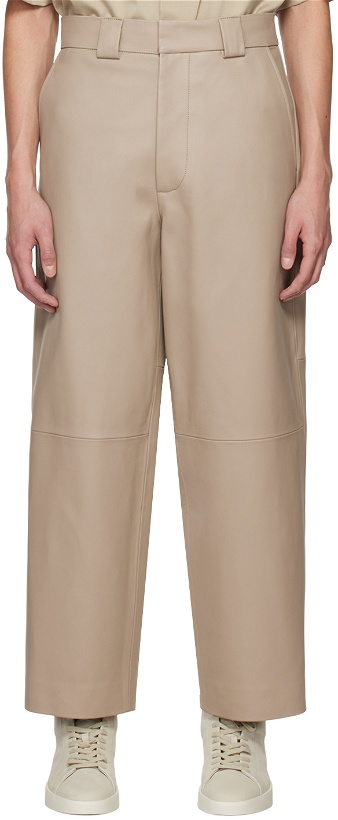 Photo: Fear of God Beige Relaxed-Fit Leather Pants